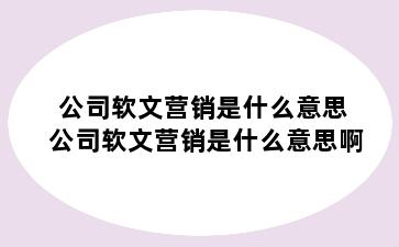 公司软文营销是什么意思 公司软文营销是什么意思啊